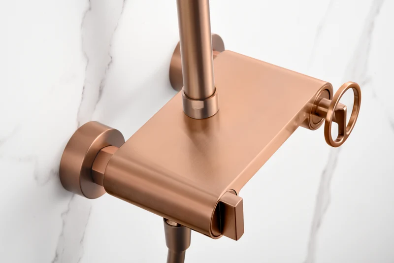 Columna de Ducha Oro Rosa Cepillado Olimpo - Imex | Barra Ducha Premium