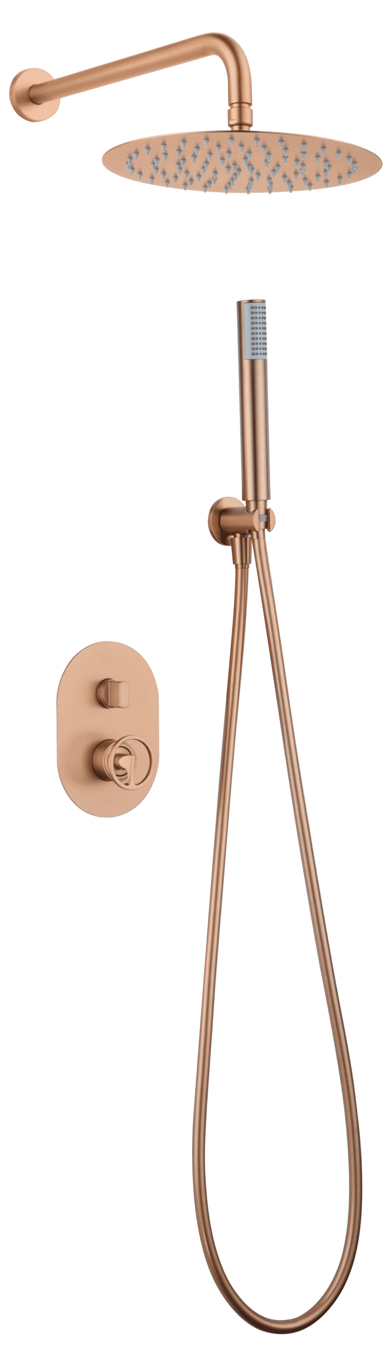 Conjunto Ducha Empotrada Oro Rosa Cepillado Olimpo - Imex | Diseño Premium