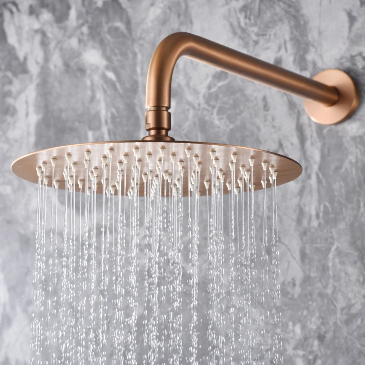 Conjunto Ducha Empotrada Oro Rosa Cepillado Olimpo - Imex | Diseño Premium
