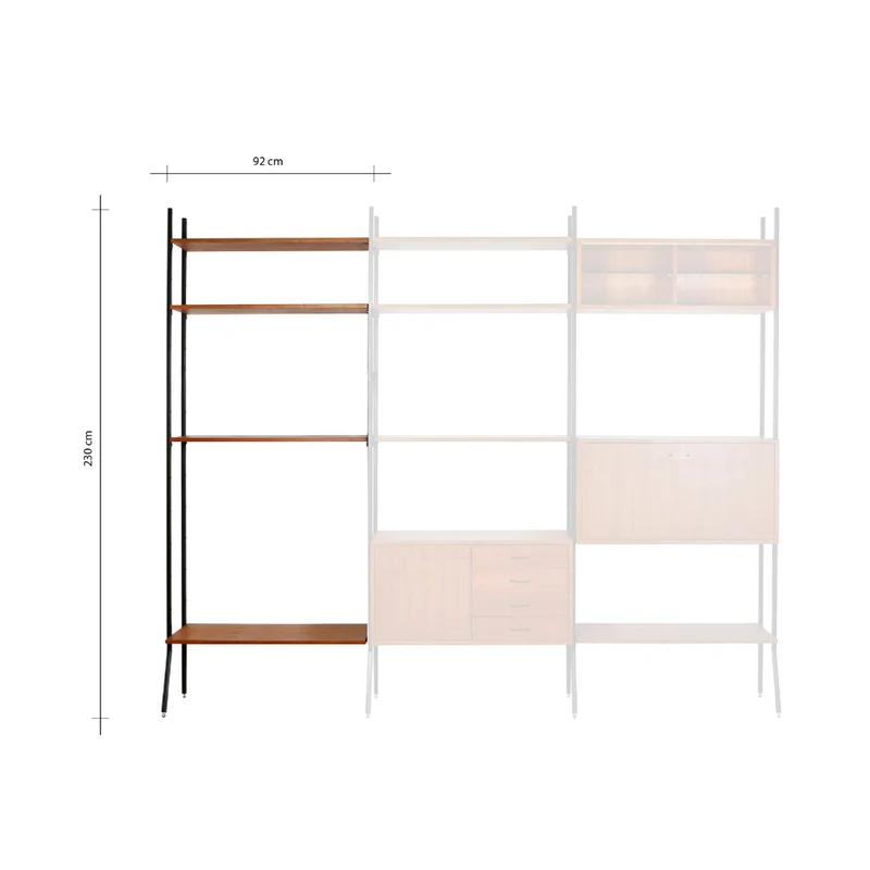Mueble de pared extensible vintage - Teca (92×230 cm)