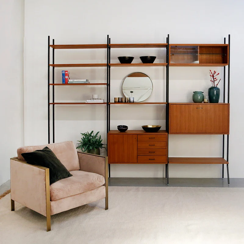 Mueble de pared extensible vintage - Teca (92×230 cm)