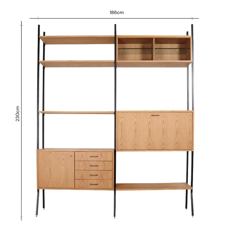 Estantería escandinava - Roble - L186 × Al230cm
