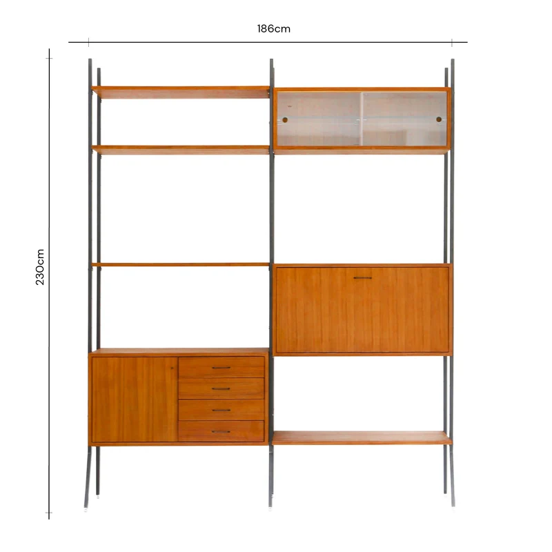 Mueble de pared vintage - Teca - 186×230cm