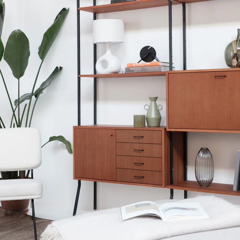 Mueble de pared vintage - Teca - 186×230cm