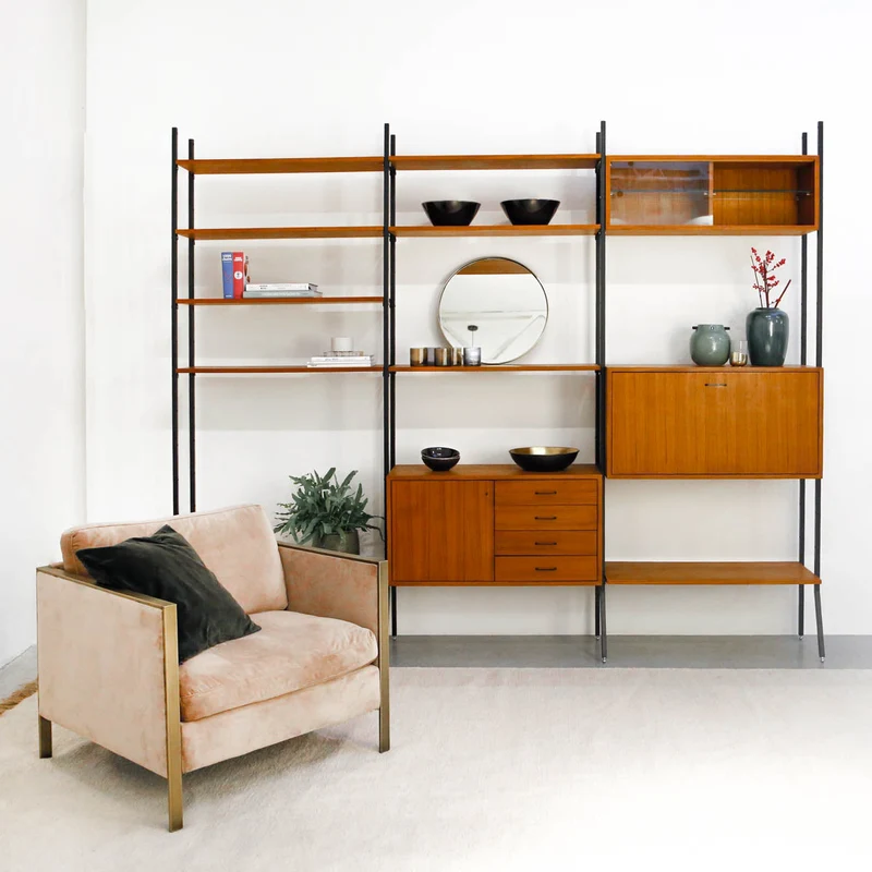 Mueble de pared vintage con extensión - Teca - 278×230cm