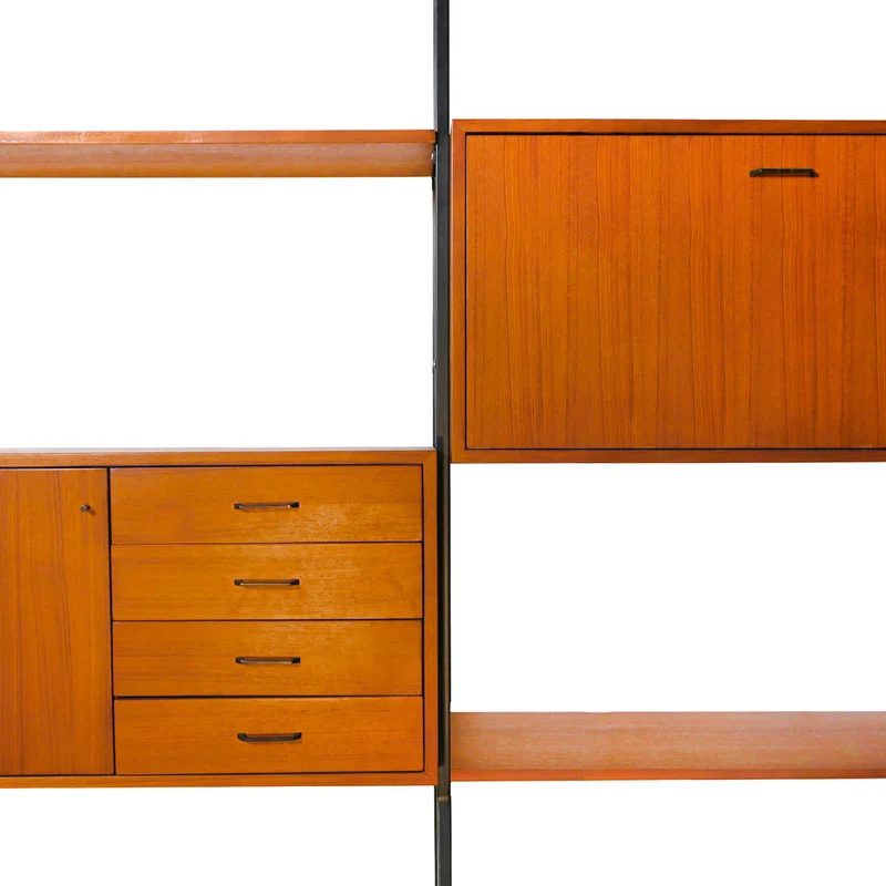 Mueble de pared vintage con extensión - Teca - 278×230cm