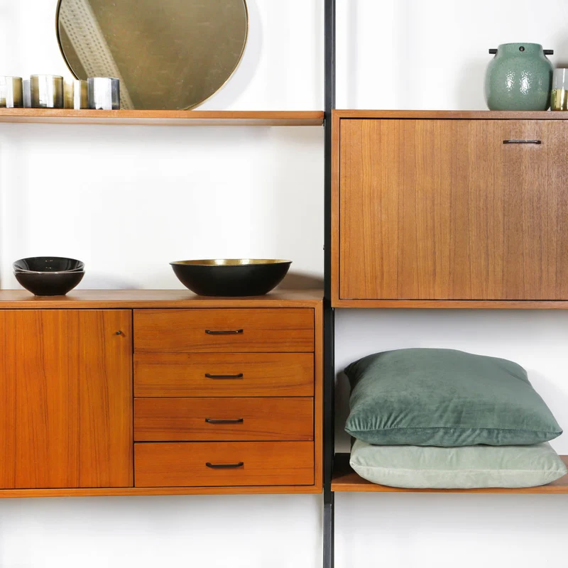 Mueble de pared vintage con extensión - Teca - 278×230cm
