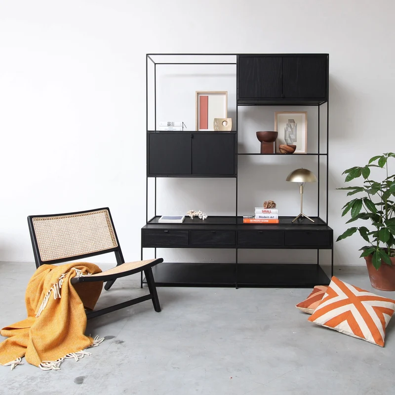 Mueble de pared retro - Madera negra - Florentin