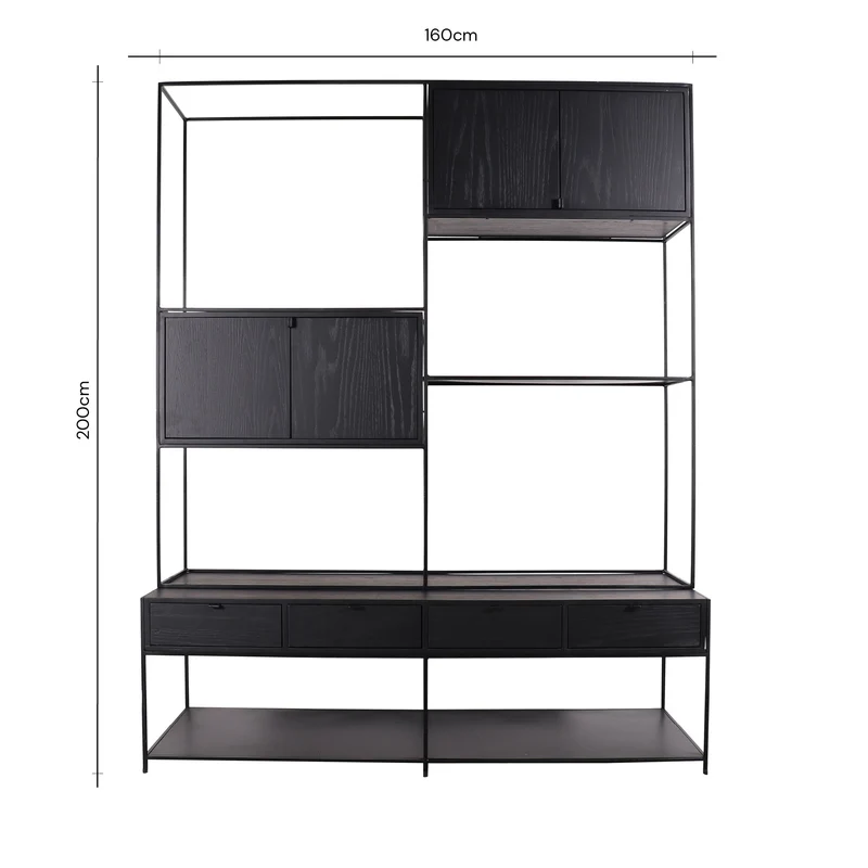 Mueble de pared retro - Madera negra - Florentin