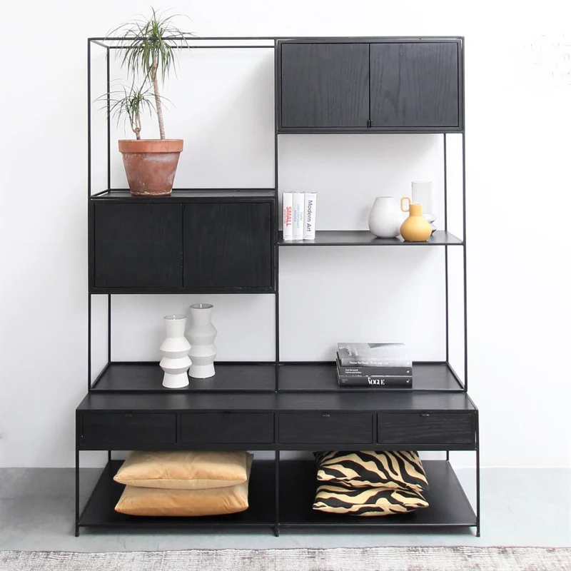 Mueble de pared retro - Madera negra - Florentin