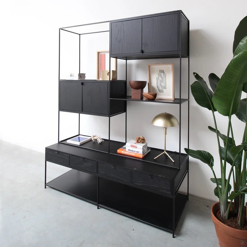 Mueble de pared retro - Madera negra - Florentin