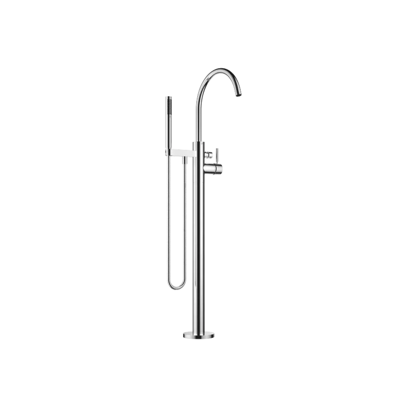 Grifo de bañera monomando en columna para montaje exento con juego de ducha de mano META