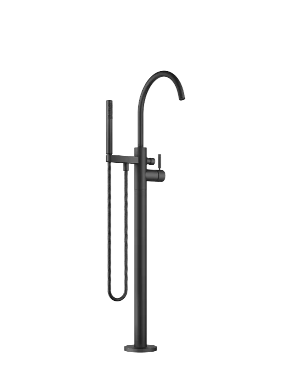 Grifo de bañera monomando en columna para montaje exento con juego de ducha de mano META