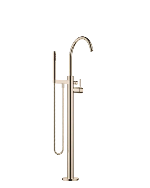 Grifo de bañera monomando en columna para montaje exento con juego de ducha de mano META