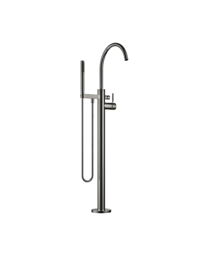 Grifo de bañera monomando en columna para montaje exento con juego de ducha de mano META