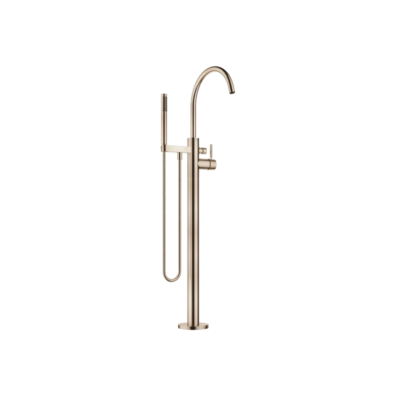 Grifo de bañera monomando en columna para montaje exento con juego de ducha de mano META