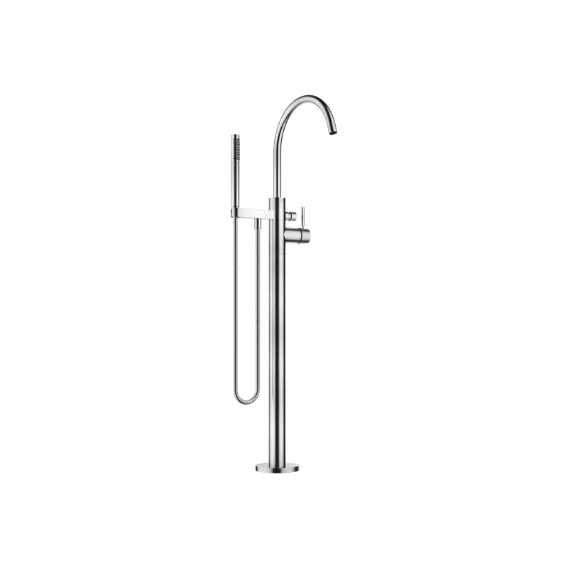 Grifo de bañera monomando en columna para montaje exento con juego de ducha de mano META