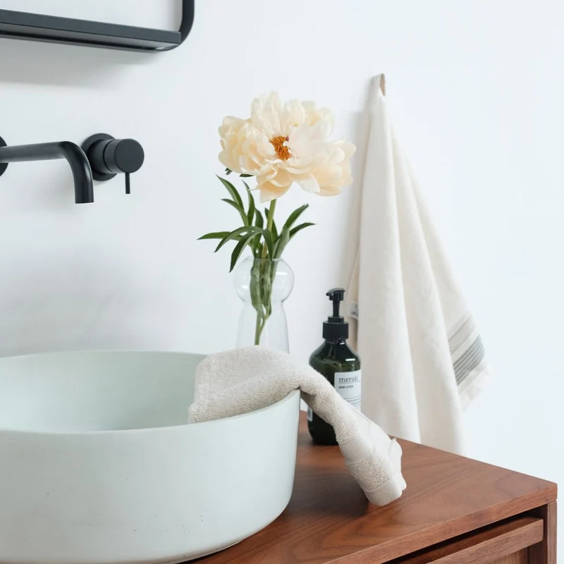Conjunto de baño Fien Nogal - Lavabo de cemento Lille Verde - 80 cm