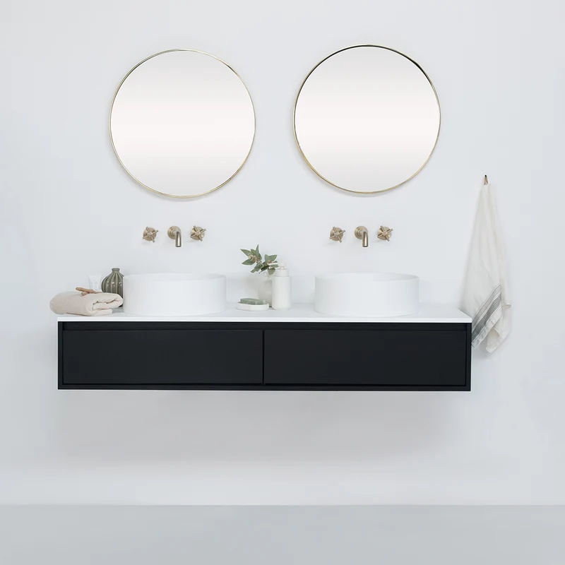 Armario de baño Ann corto - Madera de roble negro - 150x25 cm