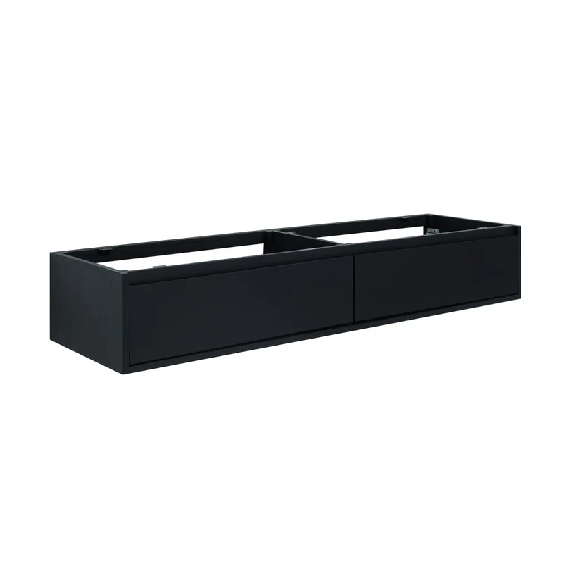 Armario de baño Ann corto - Madera de roble negro - 150x25 cm