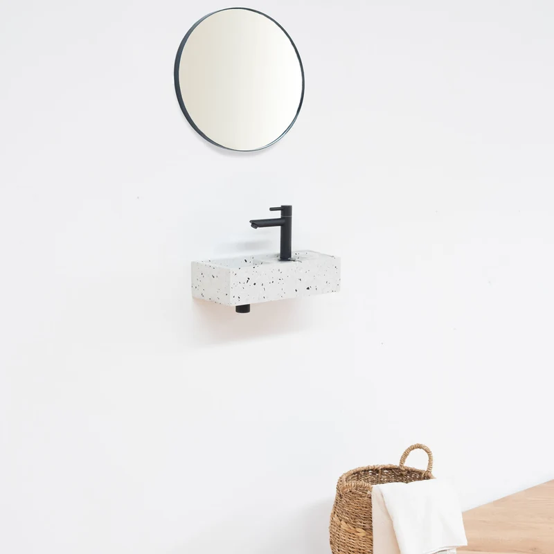 Fuente mini de mármol para baño - Naleya - Terrazzo blanco
