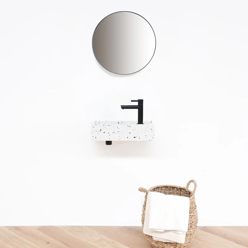 Fuente mini de mármol para baño - Naleya - Terrazzo blanco