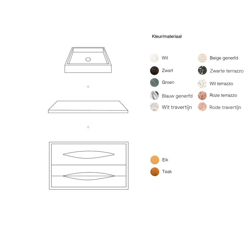 Mueble de baño Mid-Century de teca - Bill - 80 cm