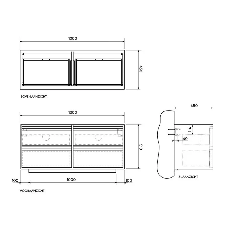 Mueble de baño escandinavo Fien - Roble - 120 cm