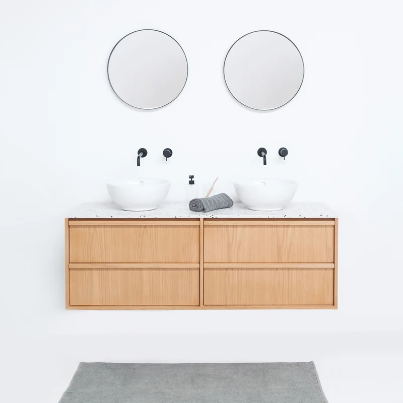 Mueble de baño con 4 cajones - Fien - Roble - 150 cm