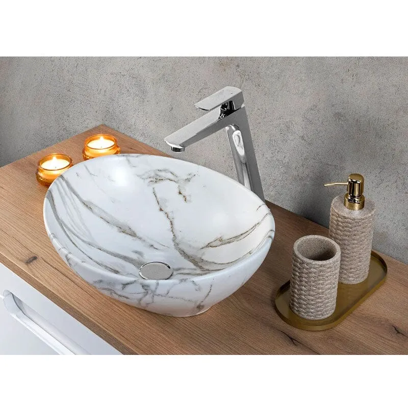 Lavabo ovalado de cerámica PATI blanco