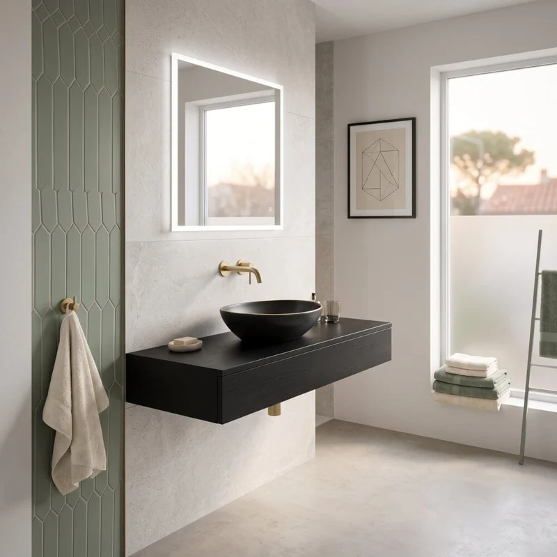 Lavabo ovalado de cerámica FORMOZA negro con dorado