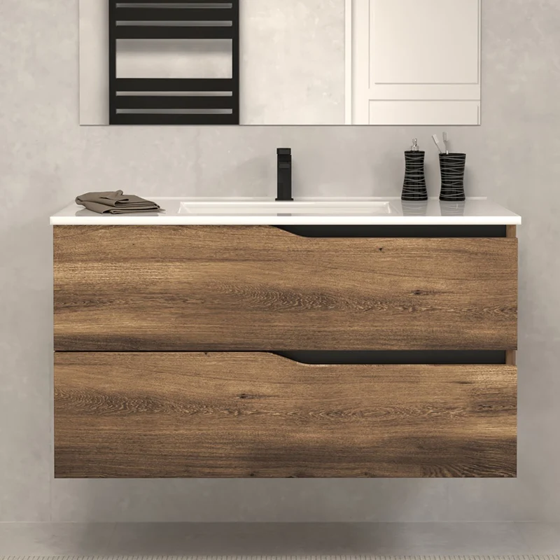 Meuble sous vasque seul, 2 tiroirs, 90cm, pour simple vasque - LUNA
