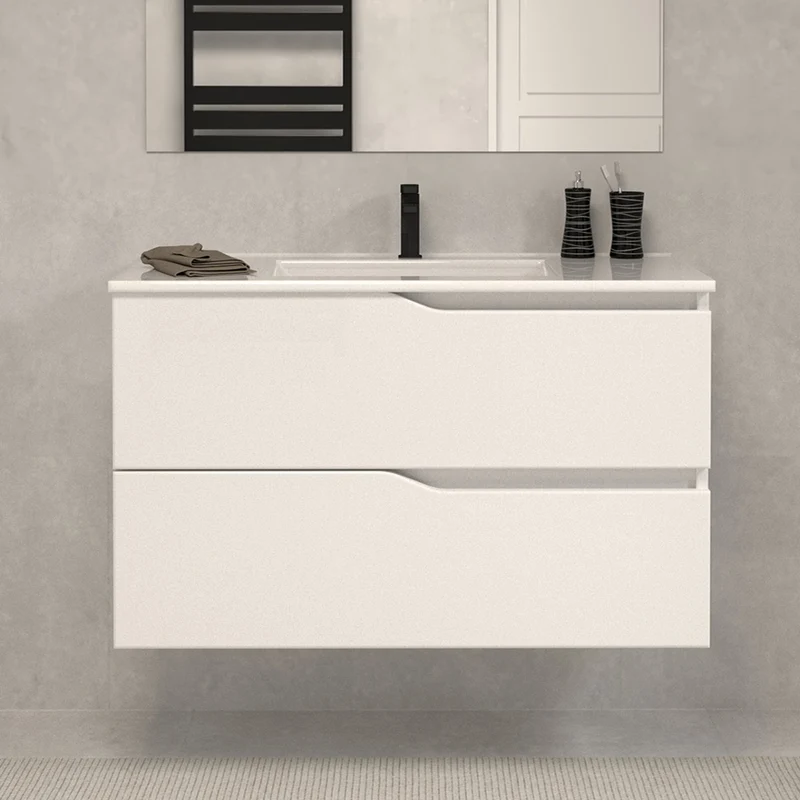 Meuble sous vasque seul, 2 tiroirs, 90cm, pour simple vasque - LUNA