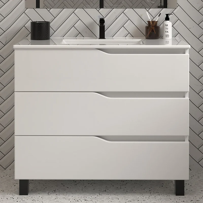 Meuble de salle de bain 80cm simple vasque - 3 tiroirs - MATA