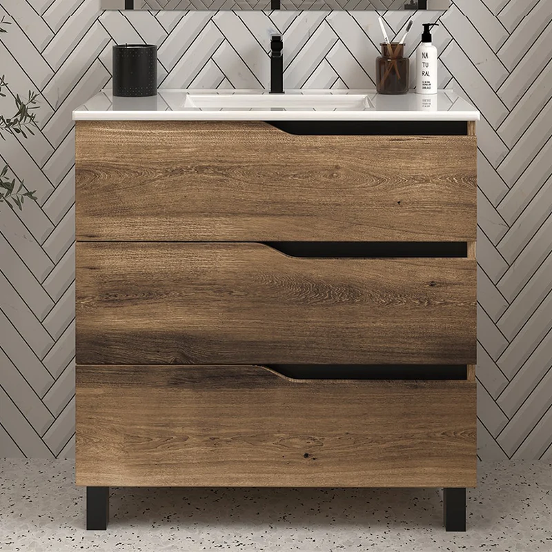 Meuble sous vasque seul, 3 tiroirs, 60cm, pour simple vasque - MATA