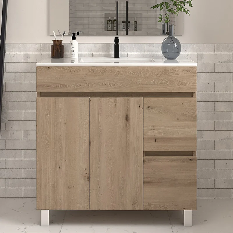 Meuble sous vasque seul, 2 tiroirs et 2 portes, 70cm, pour simple vasque - HARO