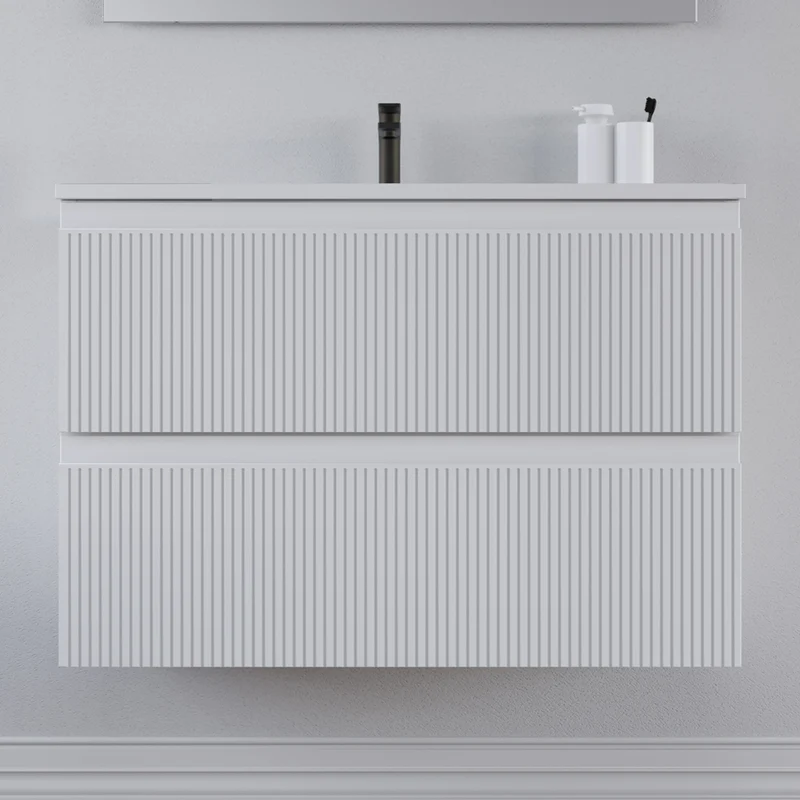 Meuble sous vasque seul, 2 tiroirs, 80cm, pour simple vasque - RIBERA