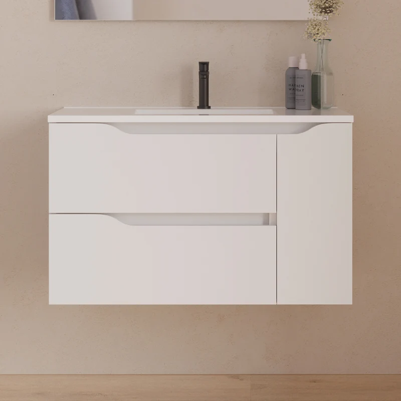 Meuble sous vasque seul, 2 tiroirs et 1 porte, 80cm, pour vasque centrée - ZARZA