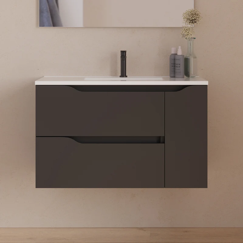 Meuble sous vasque seul, 2 tiroirs et 1 porte, 80cm, pour vasque centrée - ZARZA