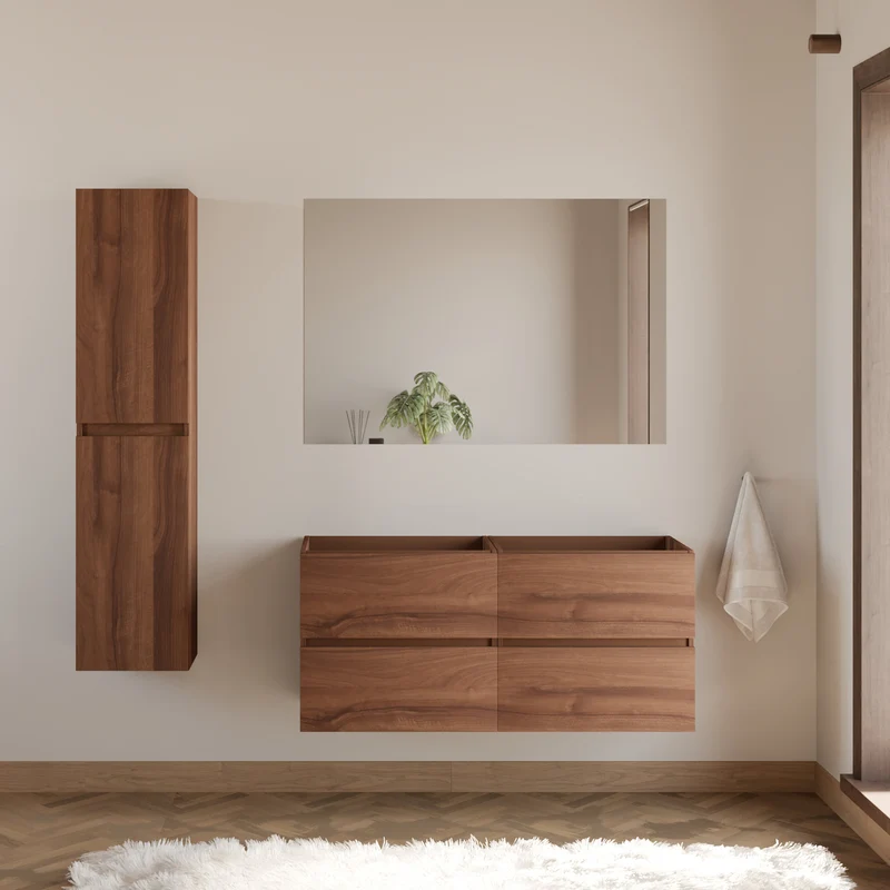 Meuble sous vasque seul, 4 tiroirs, 140cm, pour double vasque - IDA