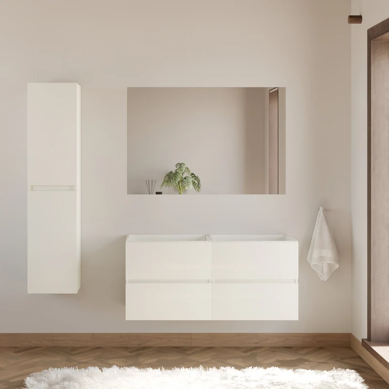 Meuble sous vasque seul, 4 tiroirs, 140cm, pour double vasque - IDA
