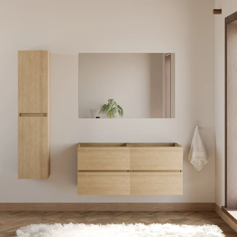 Meuble sous vasque seul, 4 tiroirs, 140cm, pour double vasque - IDA