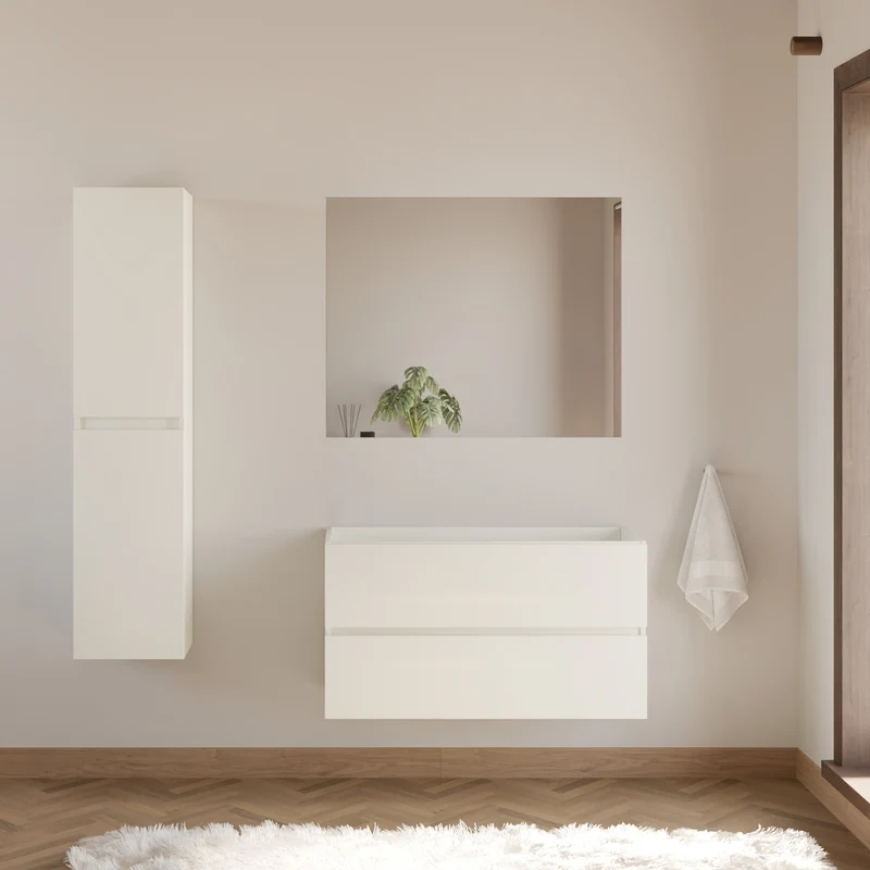 Meuble sous vasque seul, 2 tiroirs, 90cm, pour simple vasque - IDA