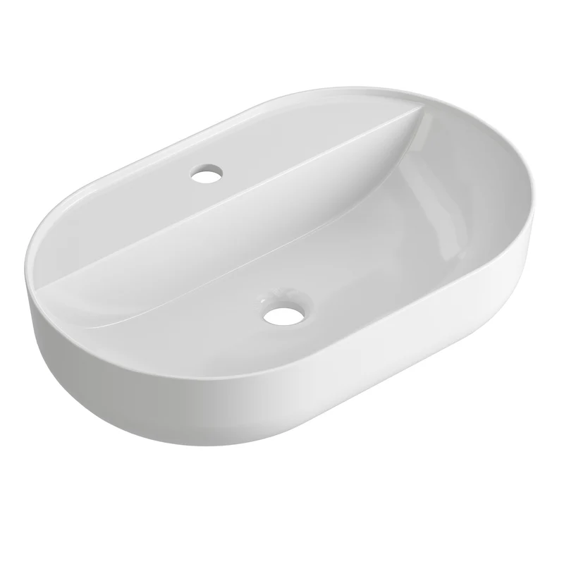 Vasque à poser ovale en céramique blanche - VESTA - 51cm