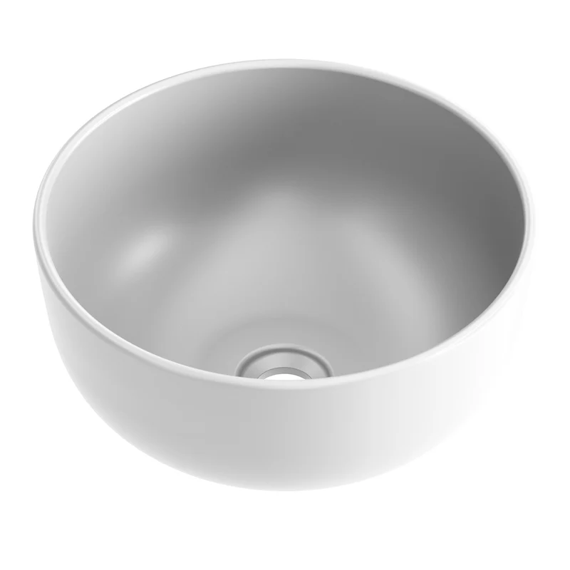 Vasque à poser ronde en céramique blanche - ETHER - 36cm