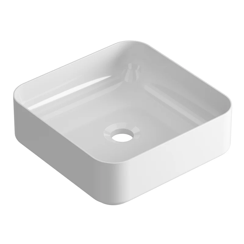 Vasque à poser carrée en céramique blanche - MAIA - 36cm