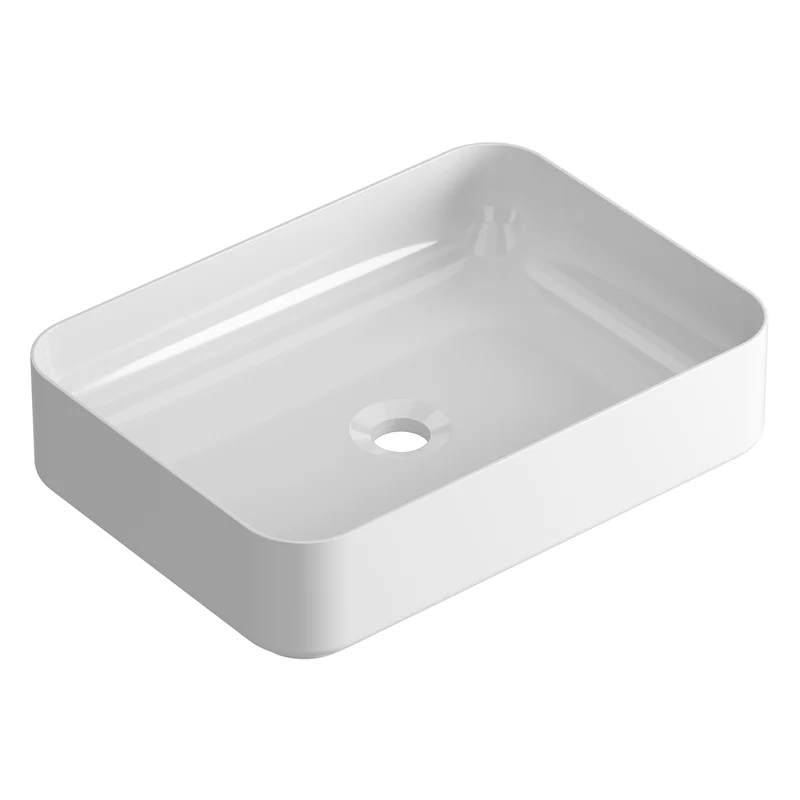 Vasque à poser rectangulaire en céramique blanche - RHEA - 50cm