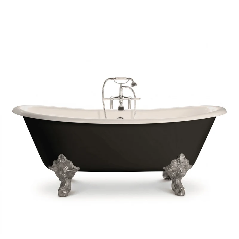 Bañera de Hierro BRADFORD negro con patas cromadas