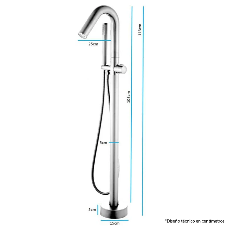 Grifo sobre SUELO monomando para bañera/ducha PILOS cromado