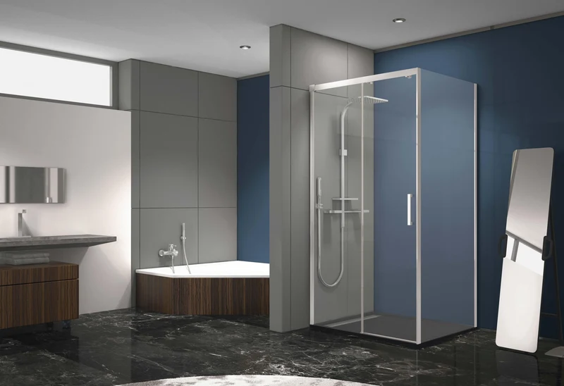 Mampara de ducha frontal + Puerta Corredera SLIDER Cromado